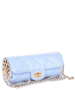 Diamond Quilted Cylinder Shape Crossbody Bag 6741 BLUE